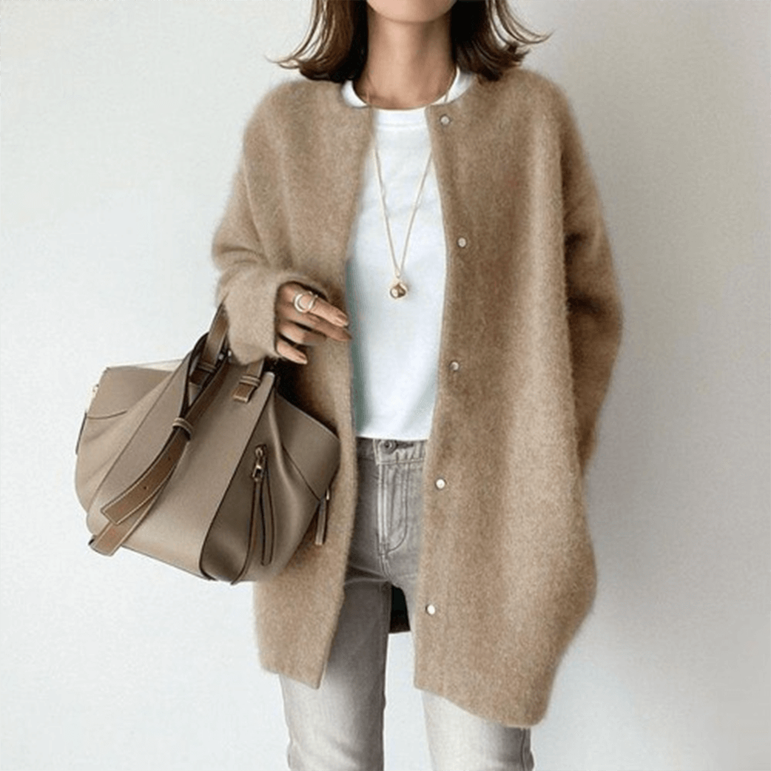 Cardigan en Maille Douce Pour Femme Coupe Décontractée et Boutonnage à L'avant