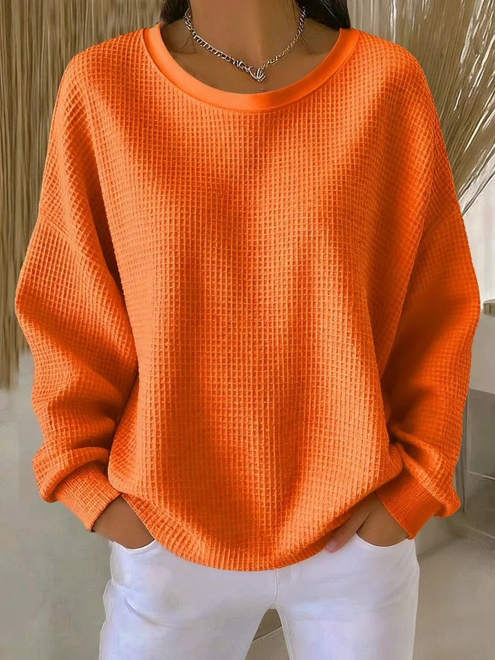 Felpa da donna a maniche lunghe in maglia goffrata