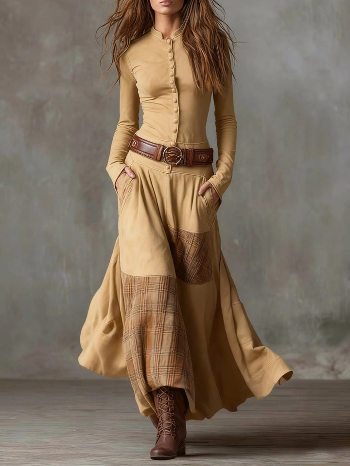 Women's Long-Sleeve Bohemian Flowing Maxi Dress