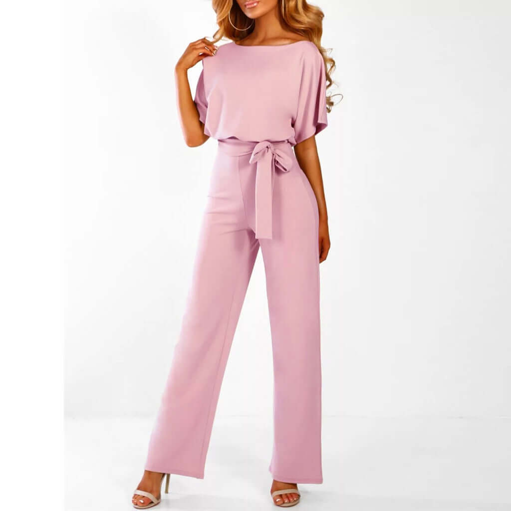 Combinaison Longue Femme Manches Courtes Ceinture