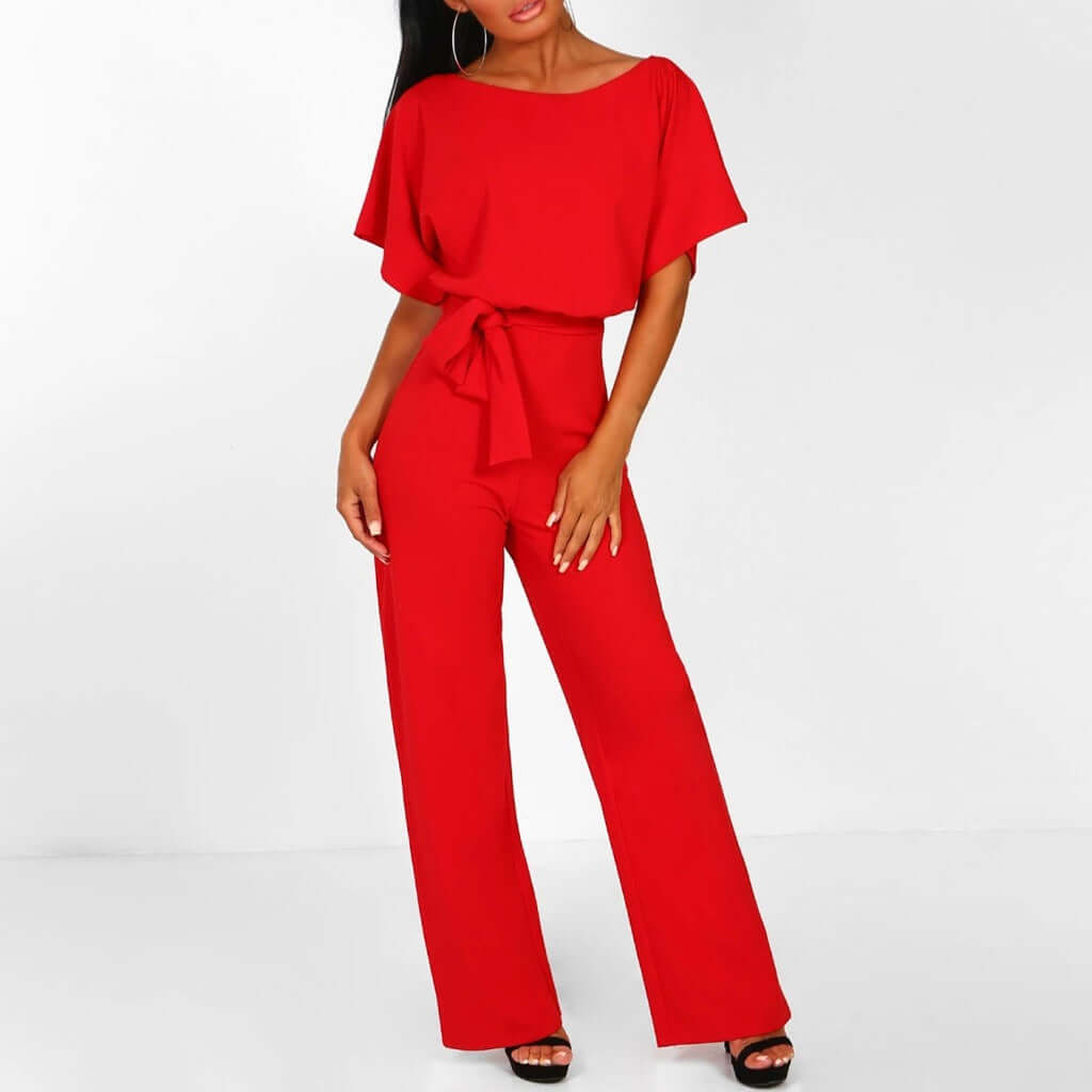 Combinaison Longue Femme Manches Courtes Ceinture