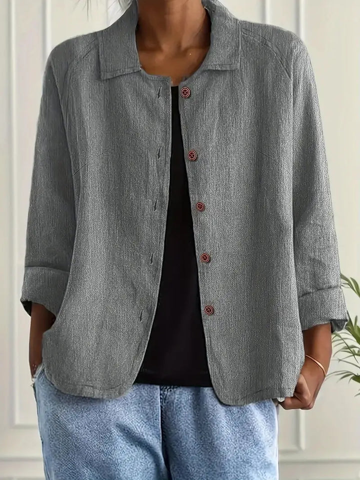Blazer leve casual com botões para mulher