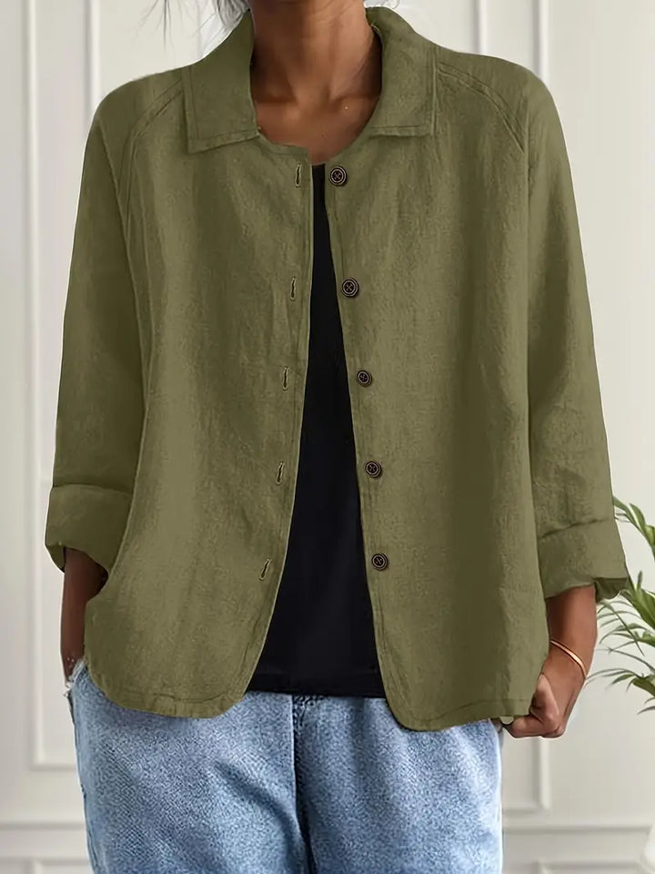 Blazer leve casual com botões para mulher