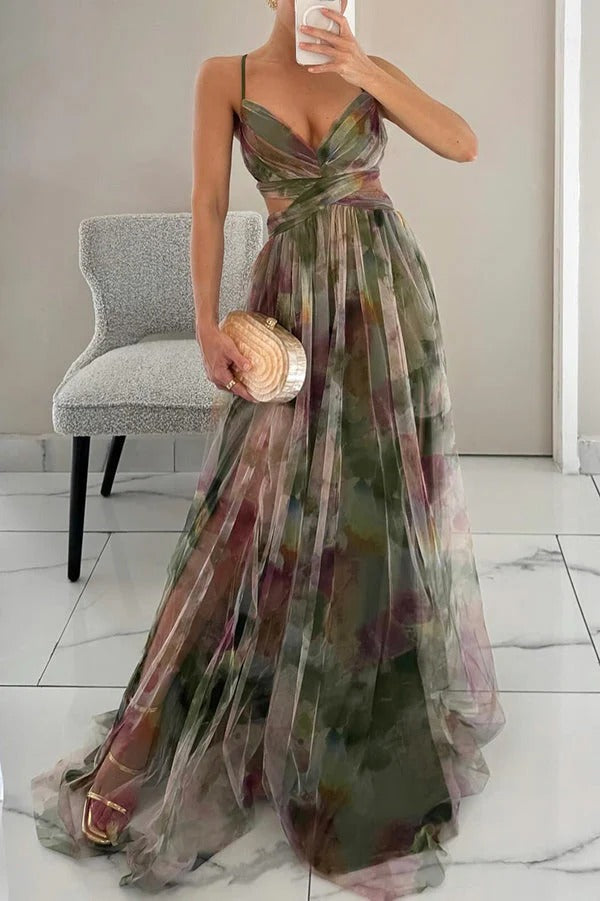 Robe de Soirée Femme Col V Fluide