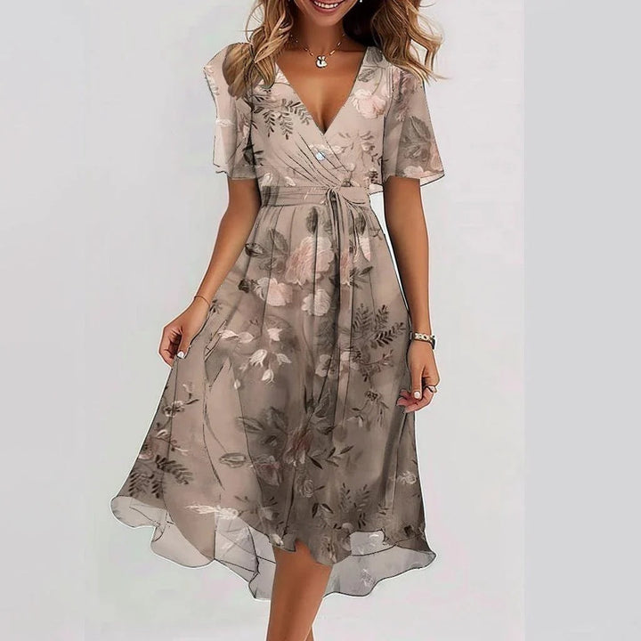 Robe Femme Fluide Portefeuille Imprimée Été