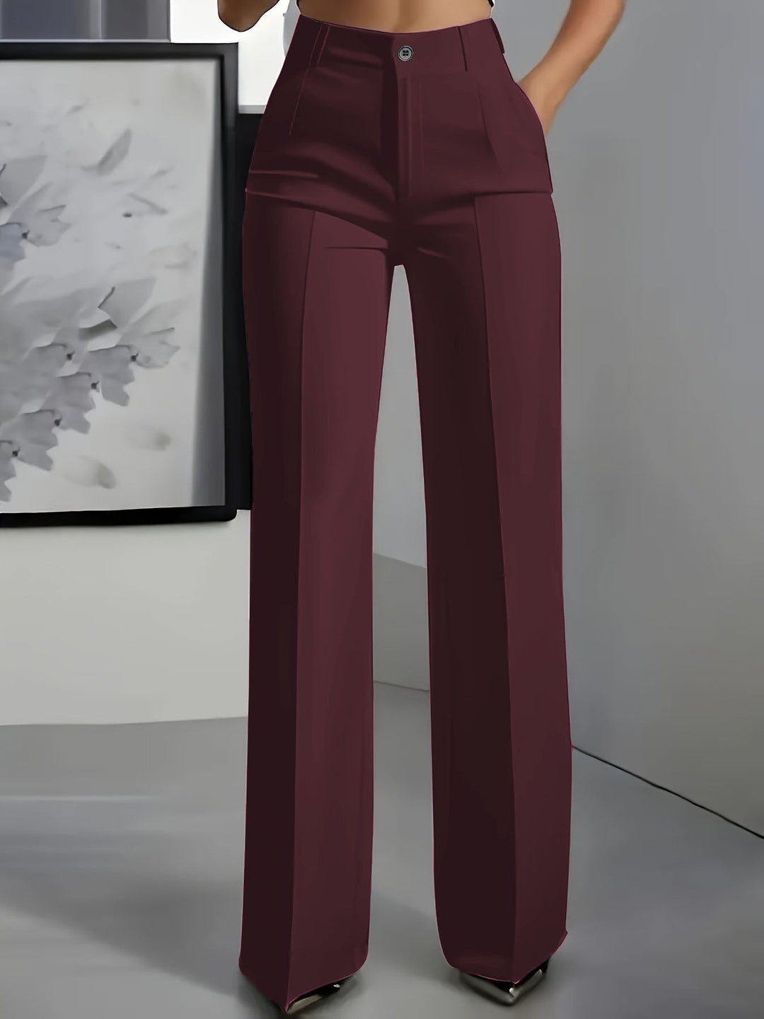 Women's High-Waisted Straight-Leg Pants