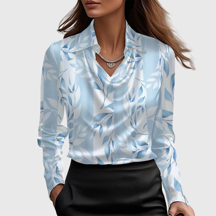Blouse En Satin Manches Longues Et Col Bénitier Pour Femme