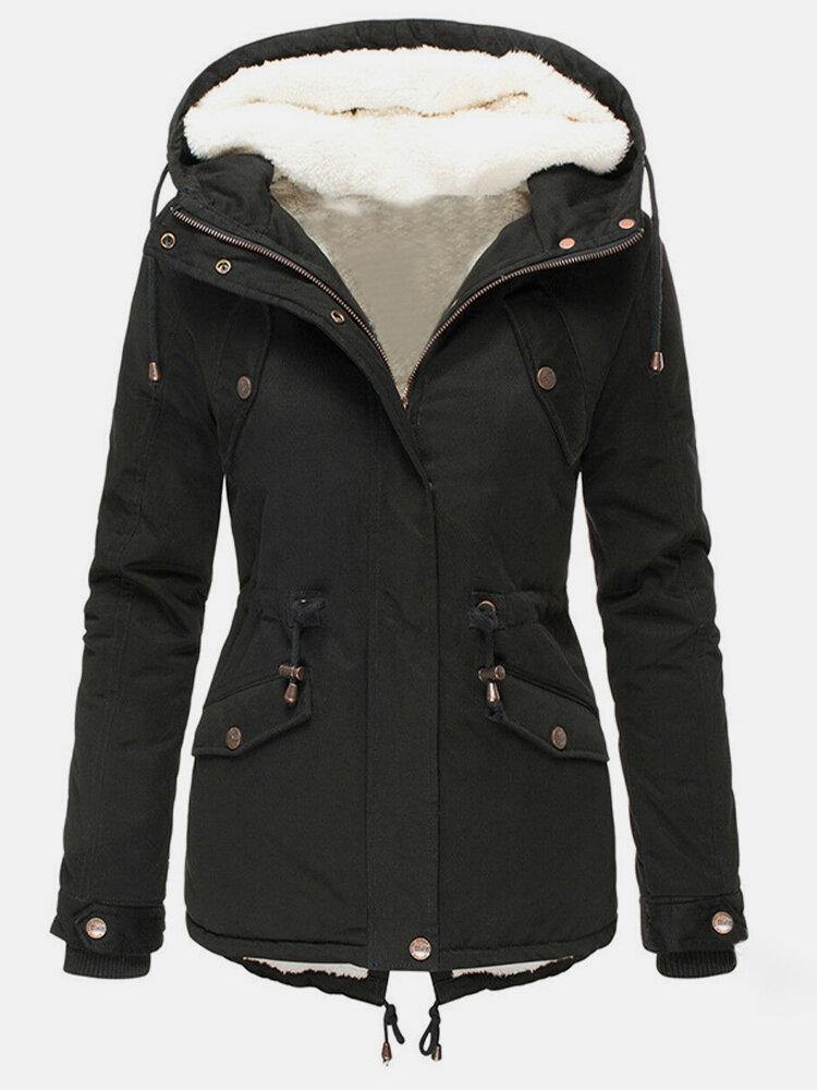 Damparkas med huva och fleecefoder