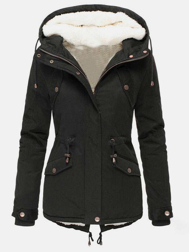 Damparkas med huva och fleecefoder