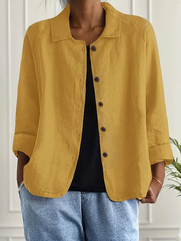 Blazer leve casual com botões para mulher