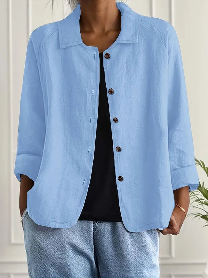 Blazer leve casual com botões para mulher