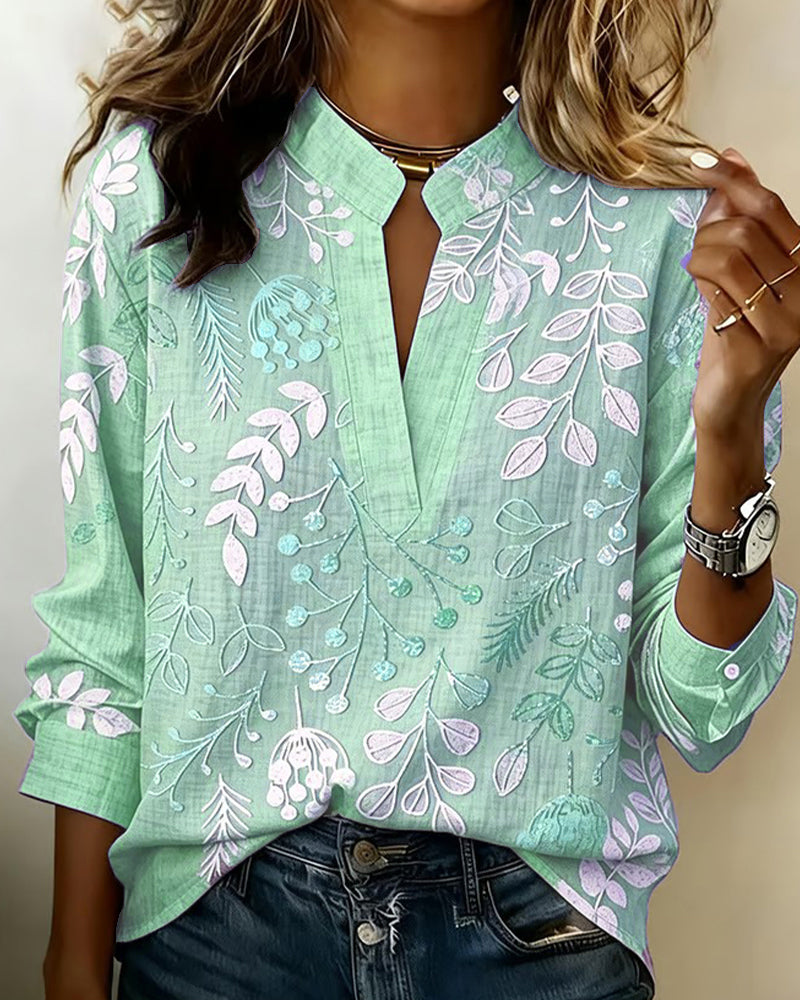 Blouse Fleurie Femme Col V Toucher Doux