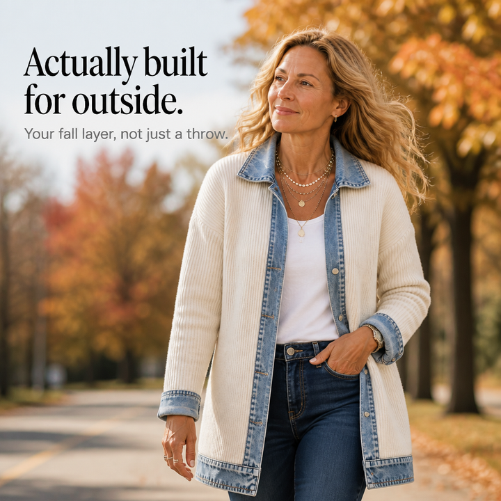 Cardigan en Maille Pour Femme Avec Finitions en Jean