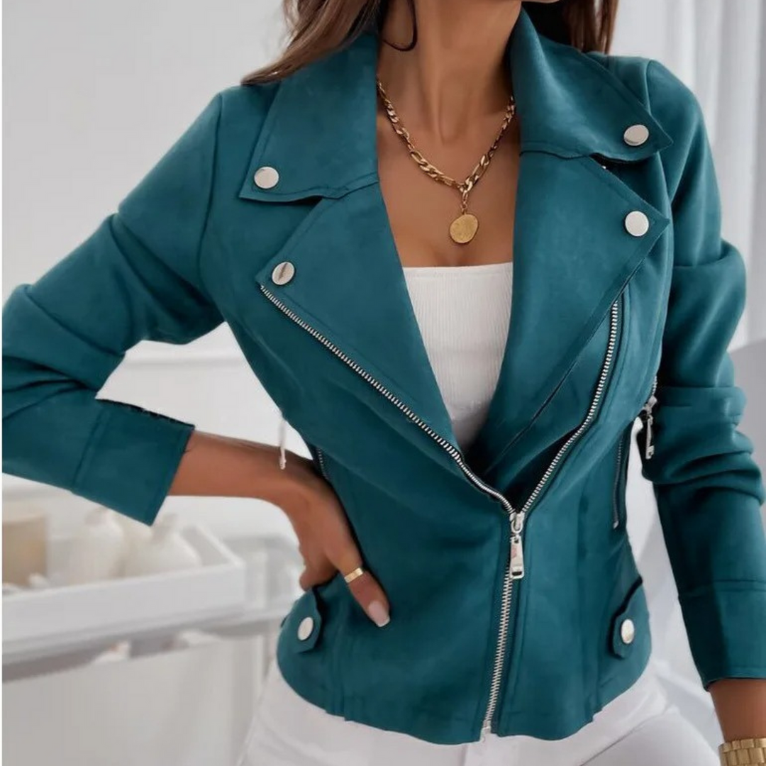 Asymmetrical Zipped Women's Motorcycle Jacket