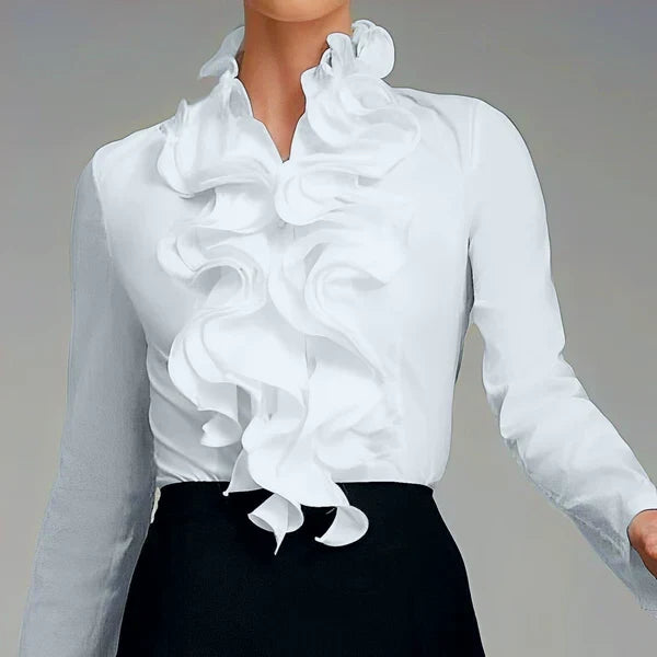 Blouse Femme Col Volants Manches Longues