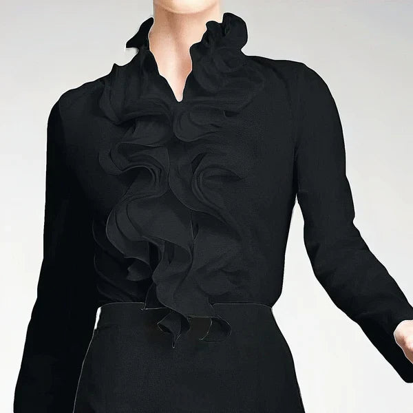 Blouse Femme Col Volants Manches Longues