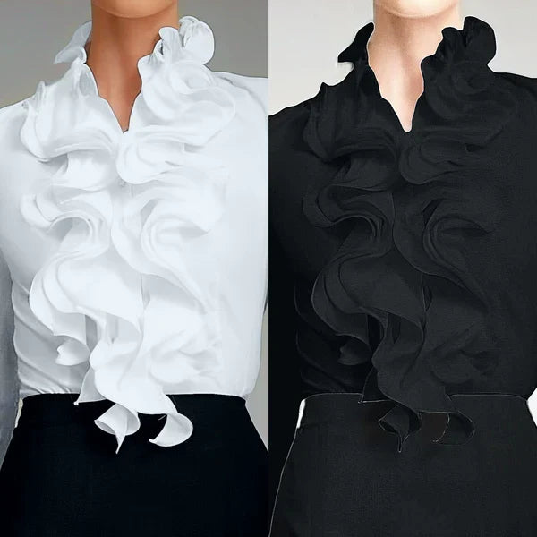 Blouse Femme Col Volants Manches Longues