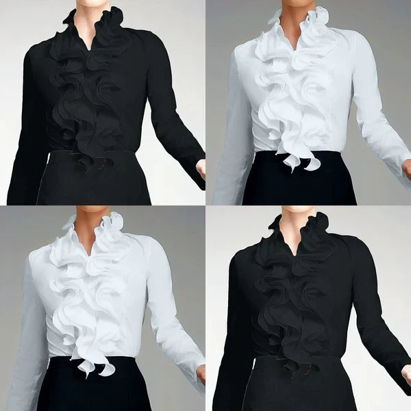 Blouse Femme Col Volants Manches Longues
