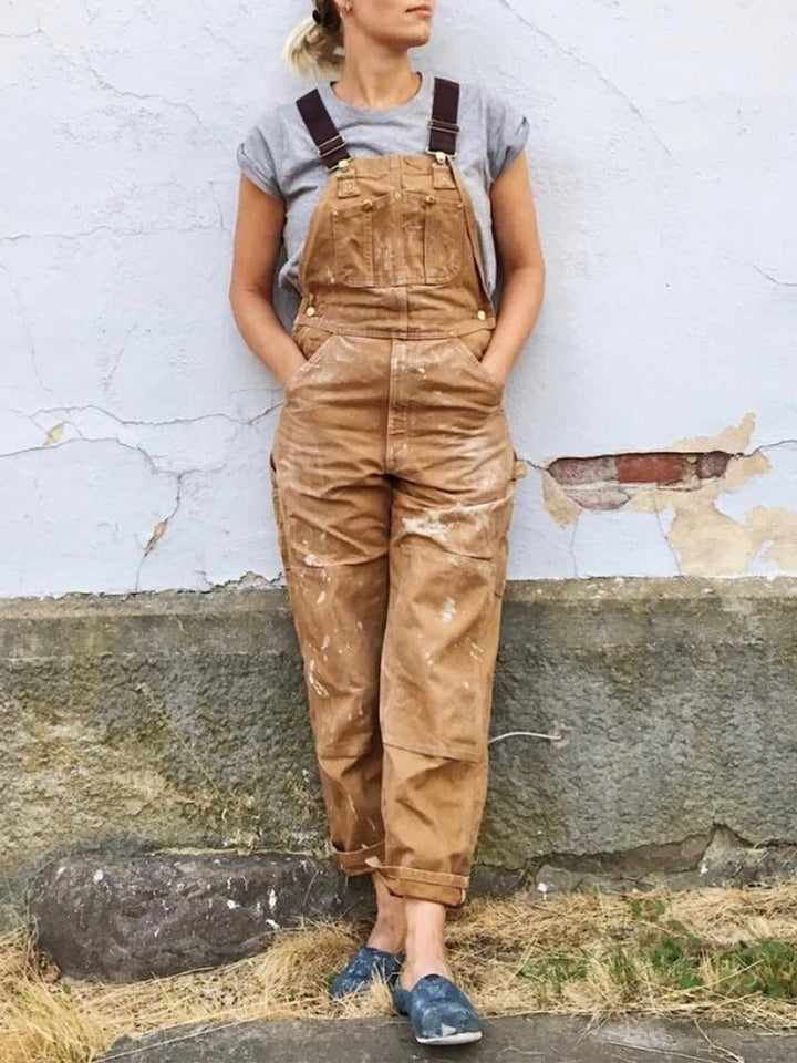 Women's Utility Cargo Jumpsuit with Adjustable Straps
