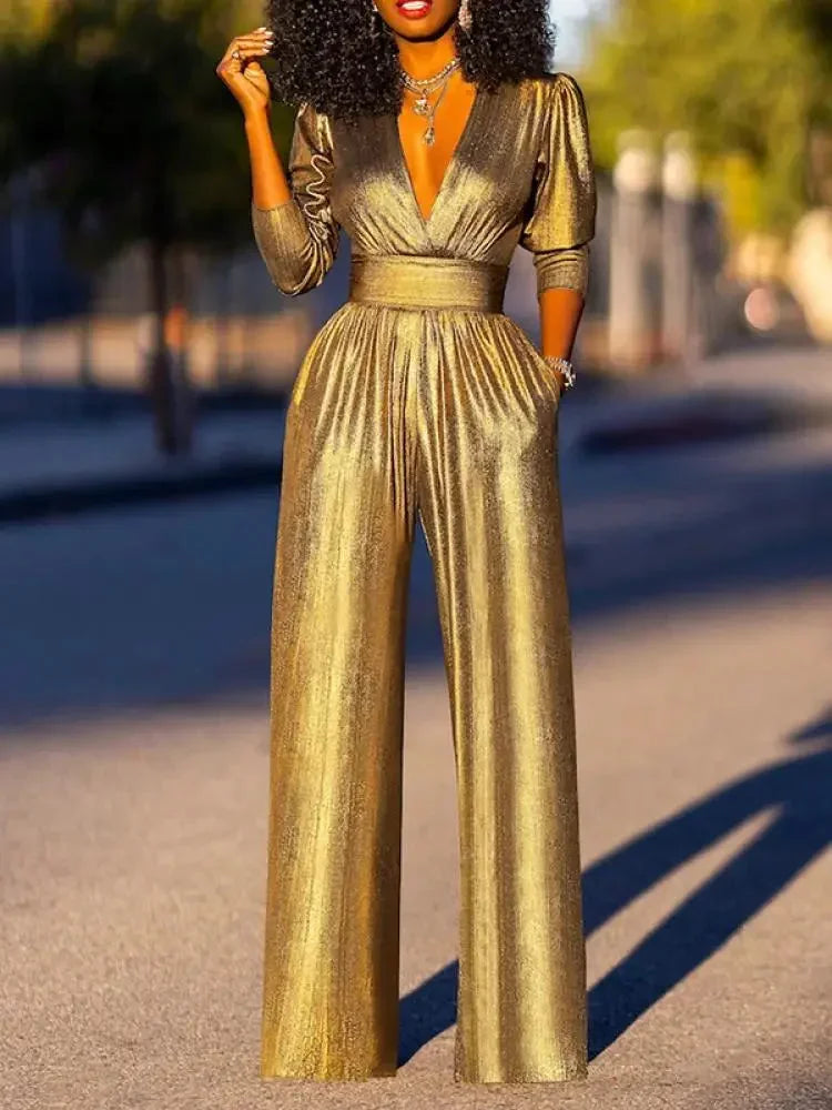 Combinaison Satin Femme Jambes Larges Soirée