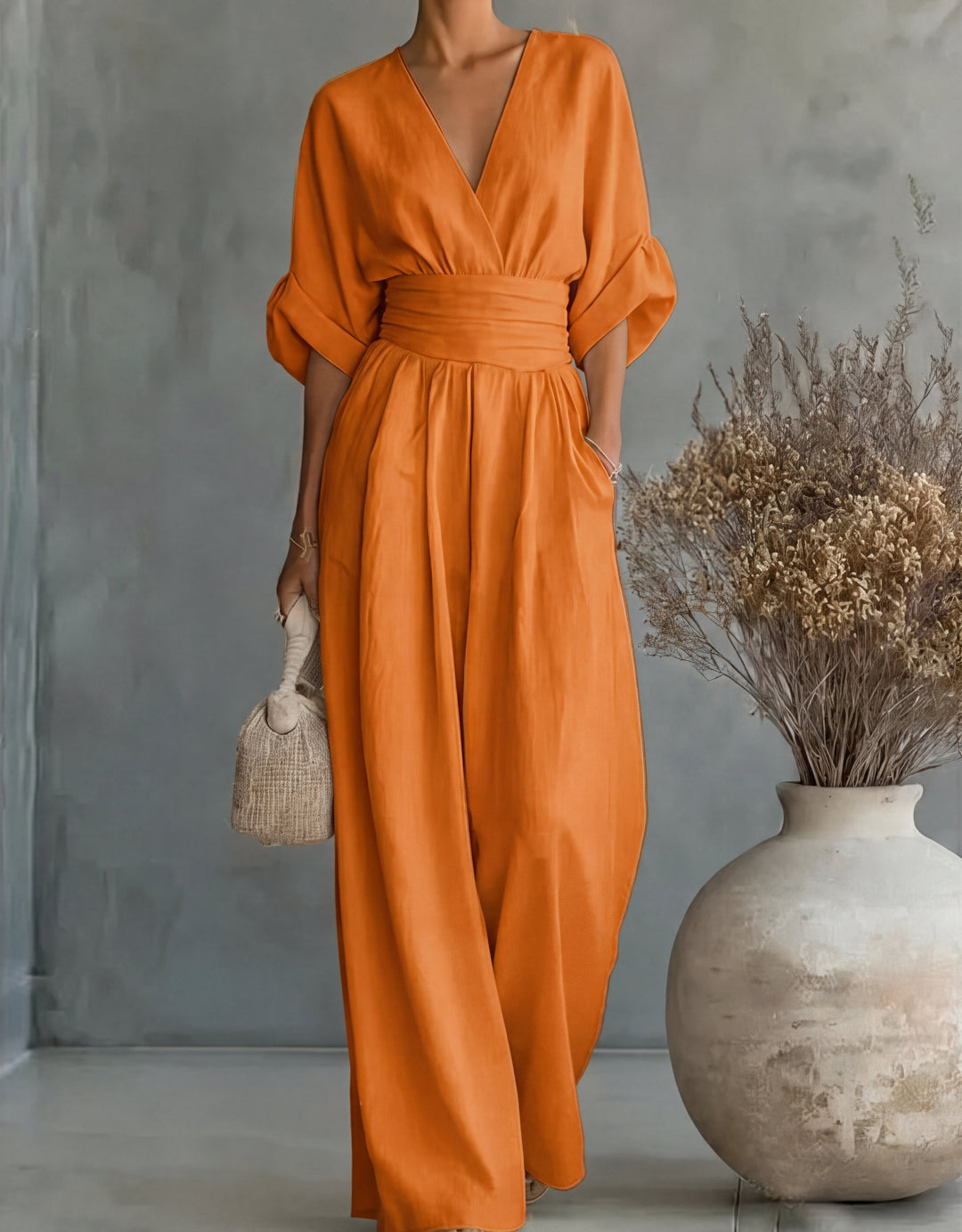 Combinaison Femme Col Croisé Jambes Larges