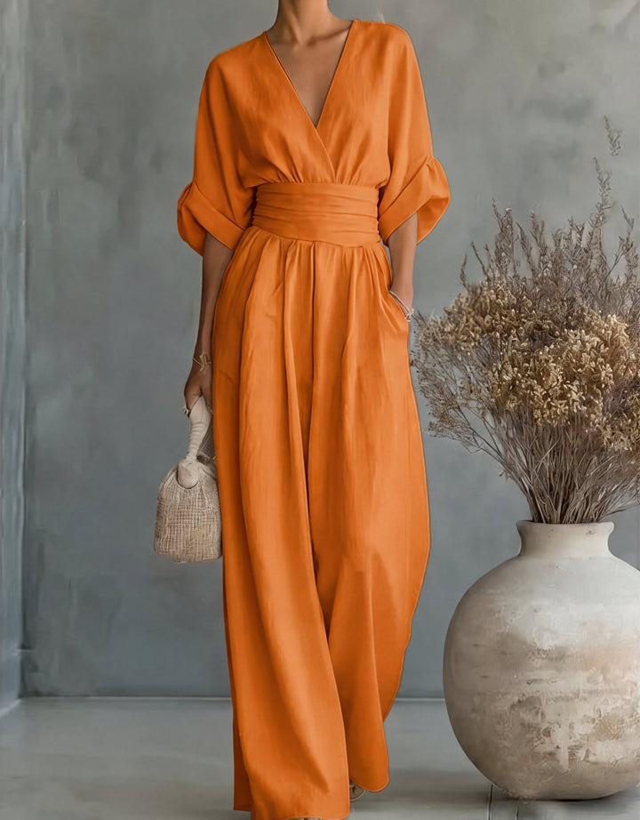 Combinaison Femme Col Croisé Jambes Larges