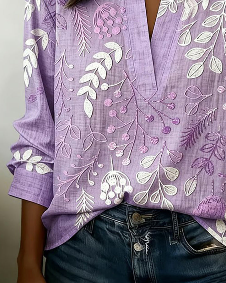 Blouse Fleurie Femme Col V Toucher Doux
