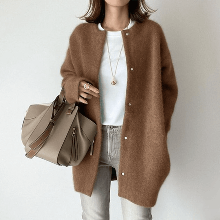 Cardigan en Maille Douce Pour Femme Coupe Décontractée et Boutonnage à L'avant