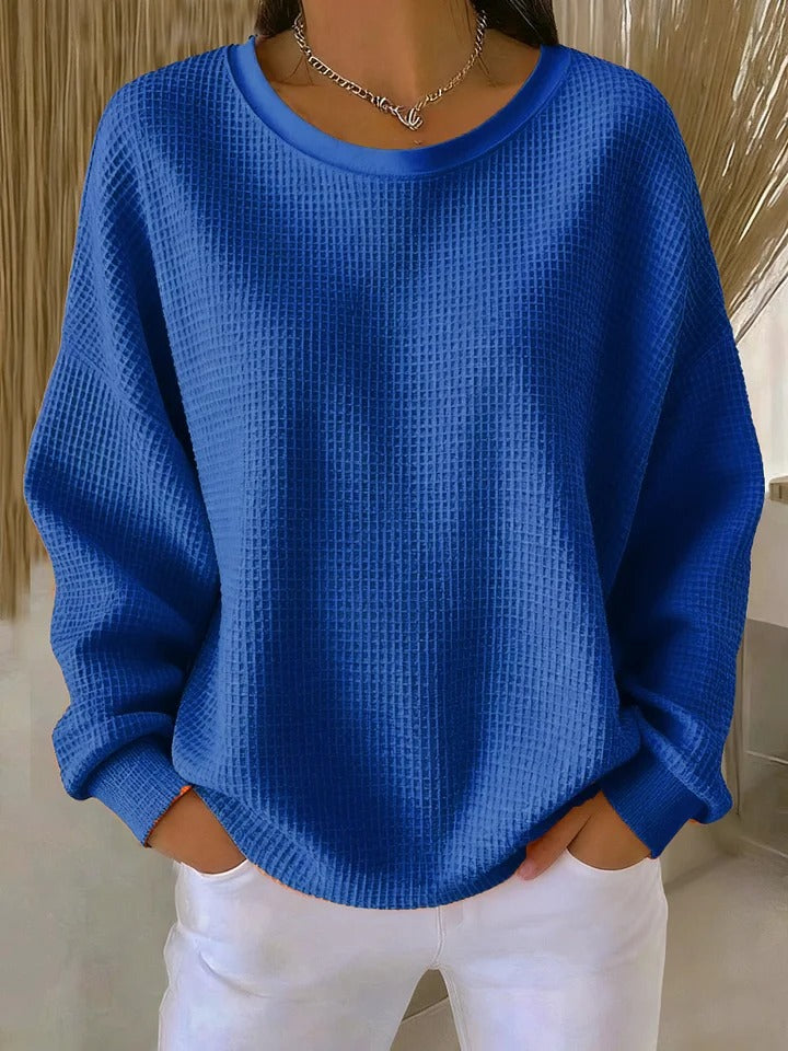 Felpa da donna a maniche lunghe in maglia goffrata