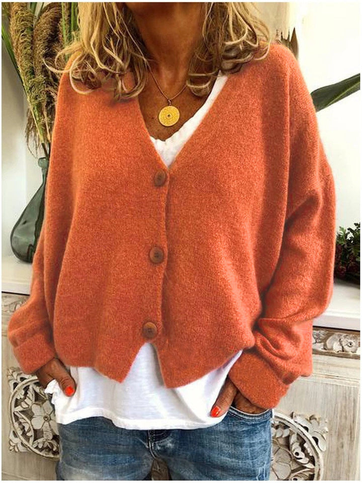 Women's Relaxed-Fit V-Neck Button-Down Cardigan