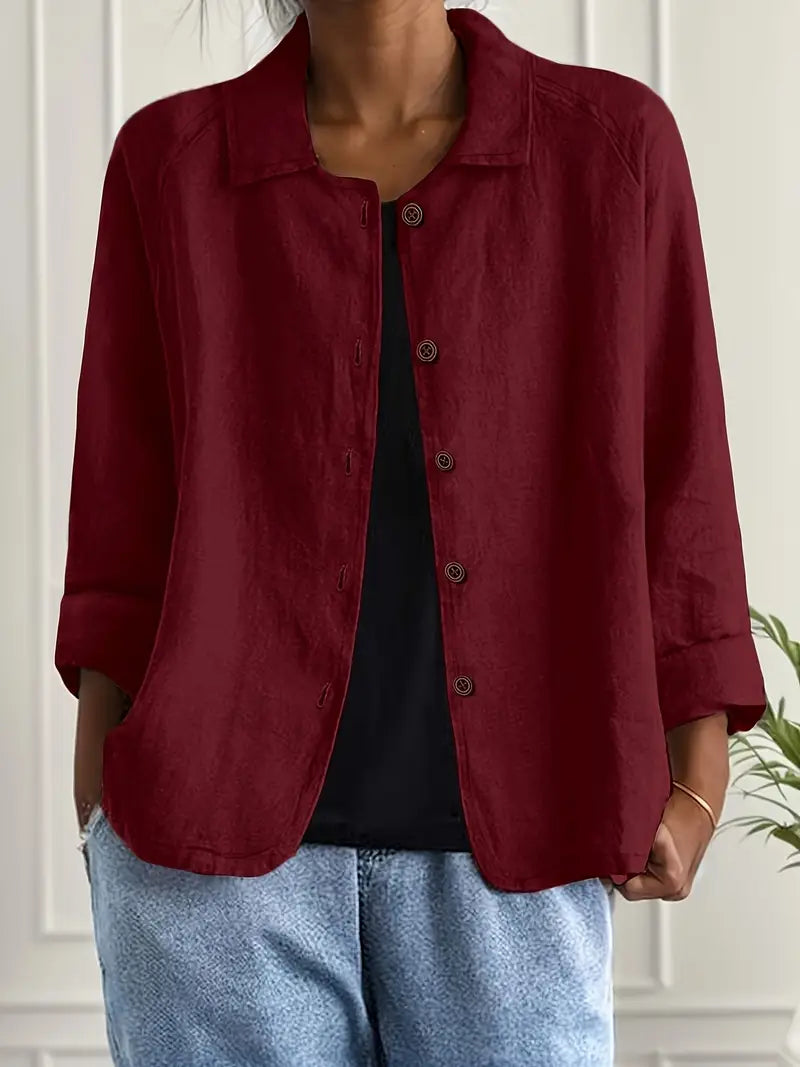 Blazer leve casual com botões para mulher