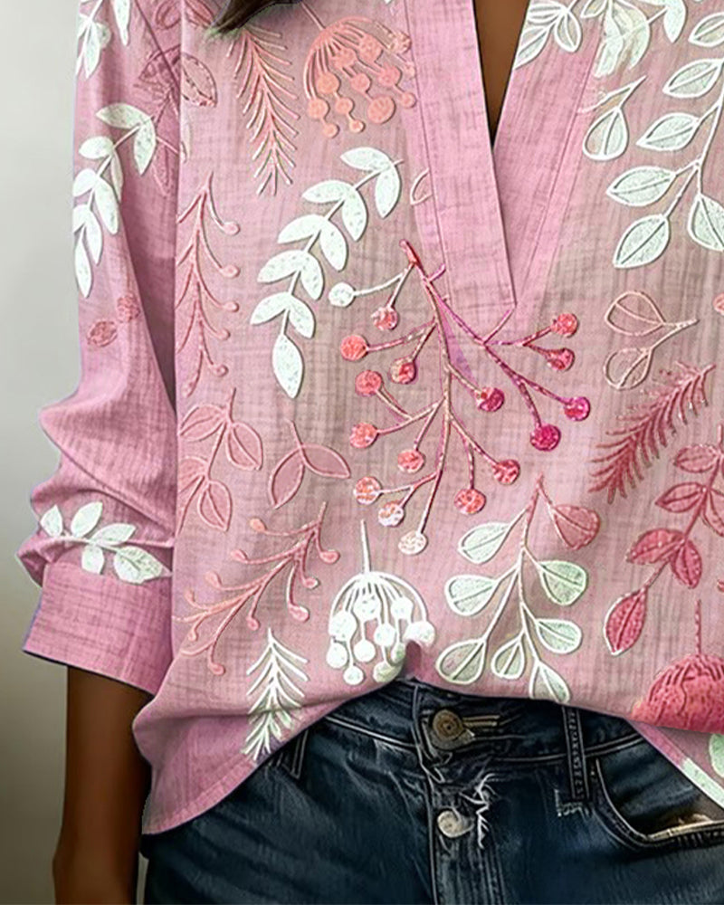 Blouse Fleurie Femme Col V Toucher Doux