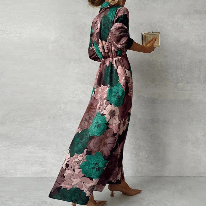 Robe Maxi Fleurie Femme Ceinturée Soirée