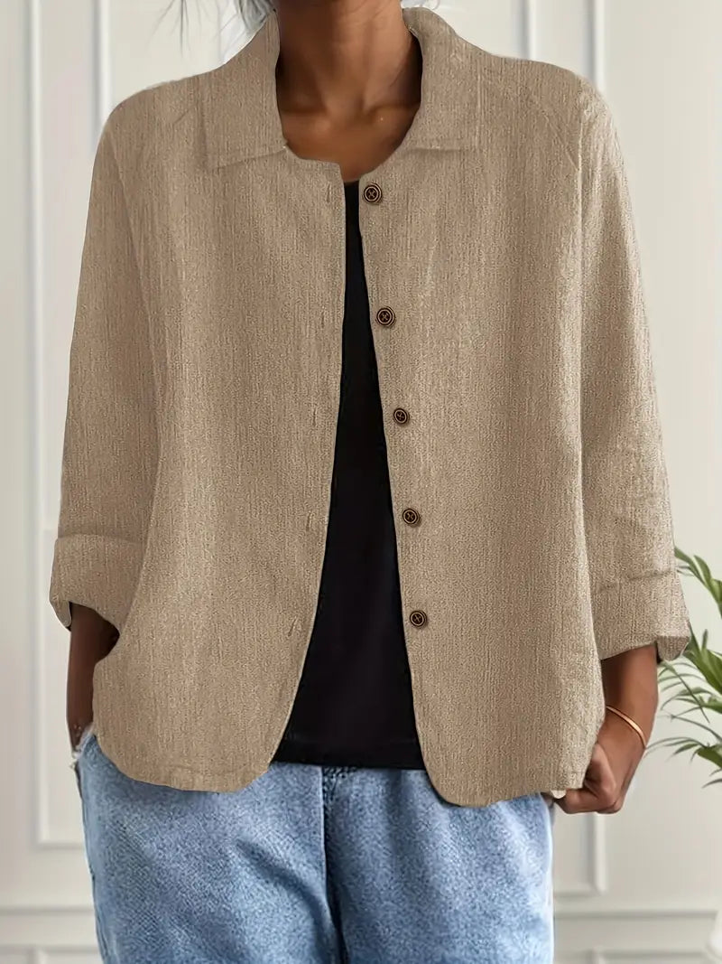 Blazer leve casual com botões para mulher