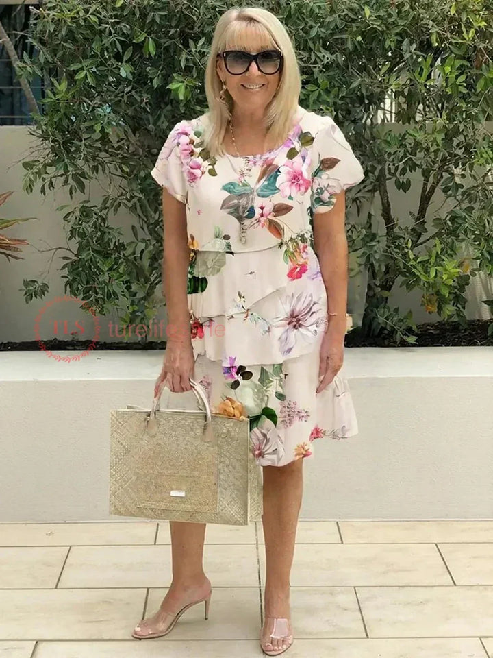 Robe Midi Fleurie Volantée Femme
