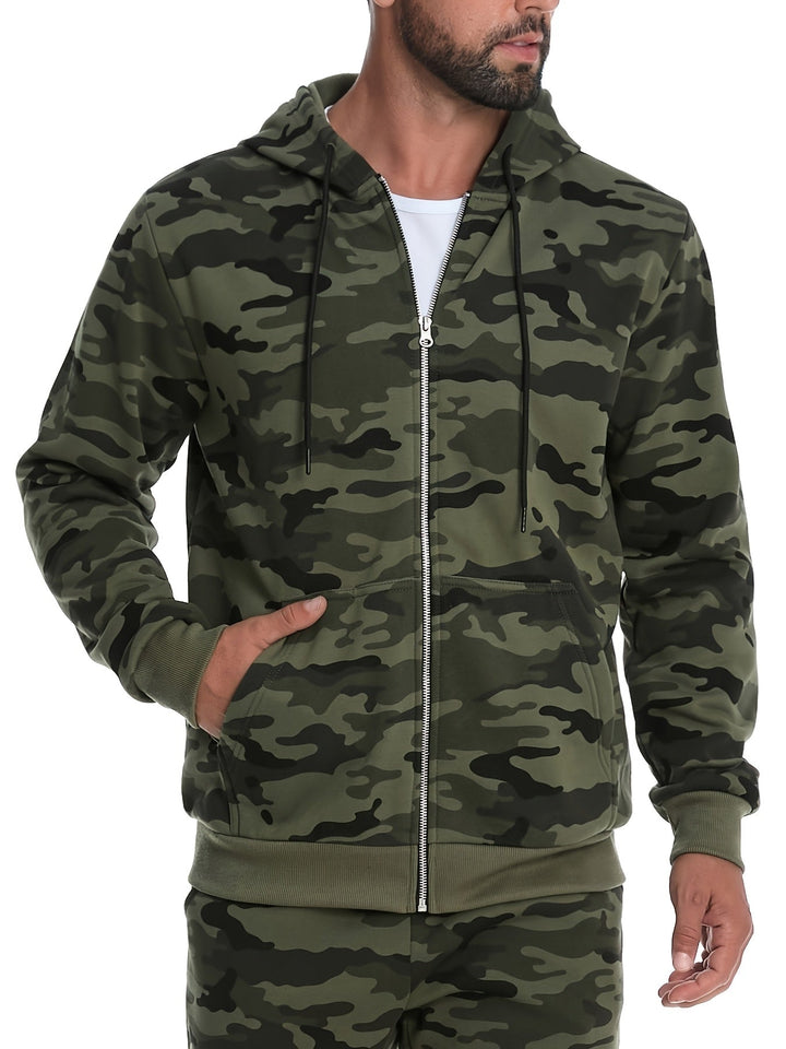 Men's Camouflage Pattern Zip-Up Hoodie