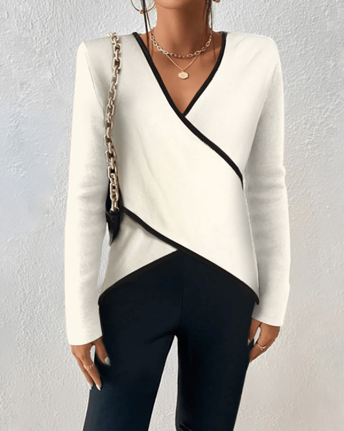 Blouse Cache-Cœur Col V Femme