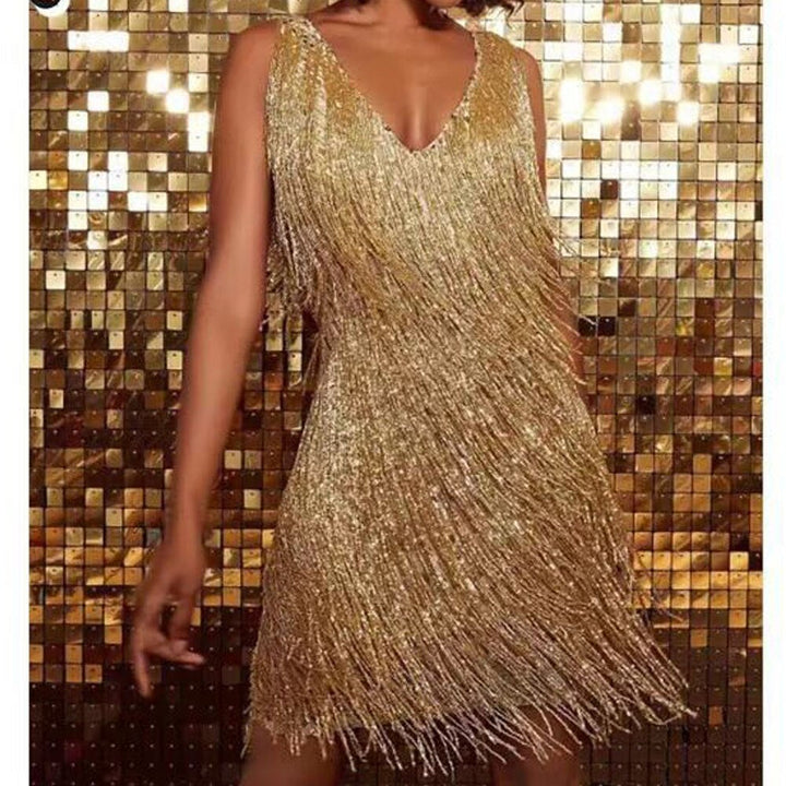 Robe Courte à Franges Brillantes Femme Soirée