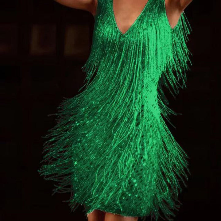 Robe Courte à Franges Brillantes Femme Soirée
