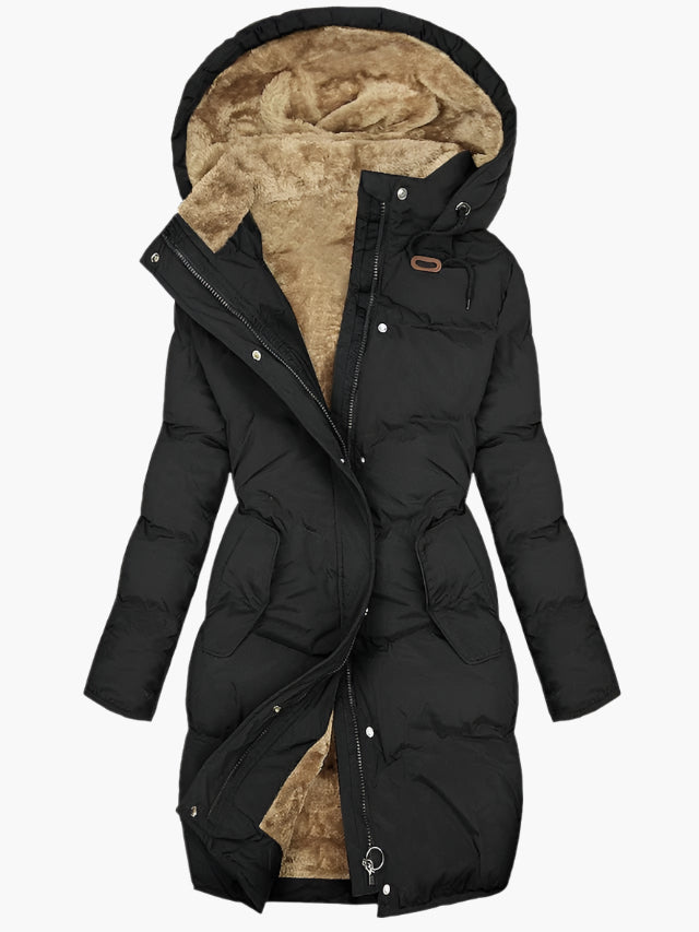 Manteau D'hiver Matelassé Long à Capuche Pour Femme