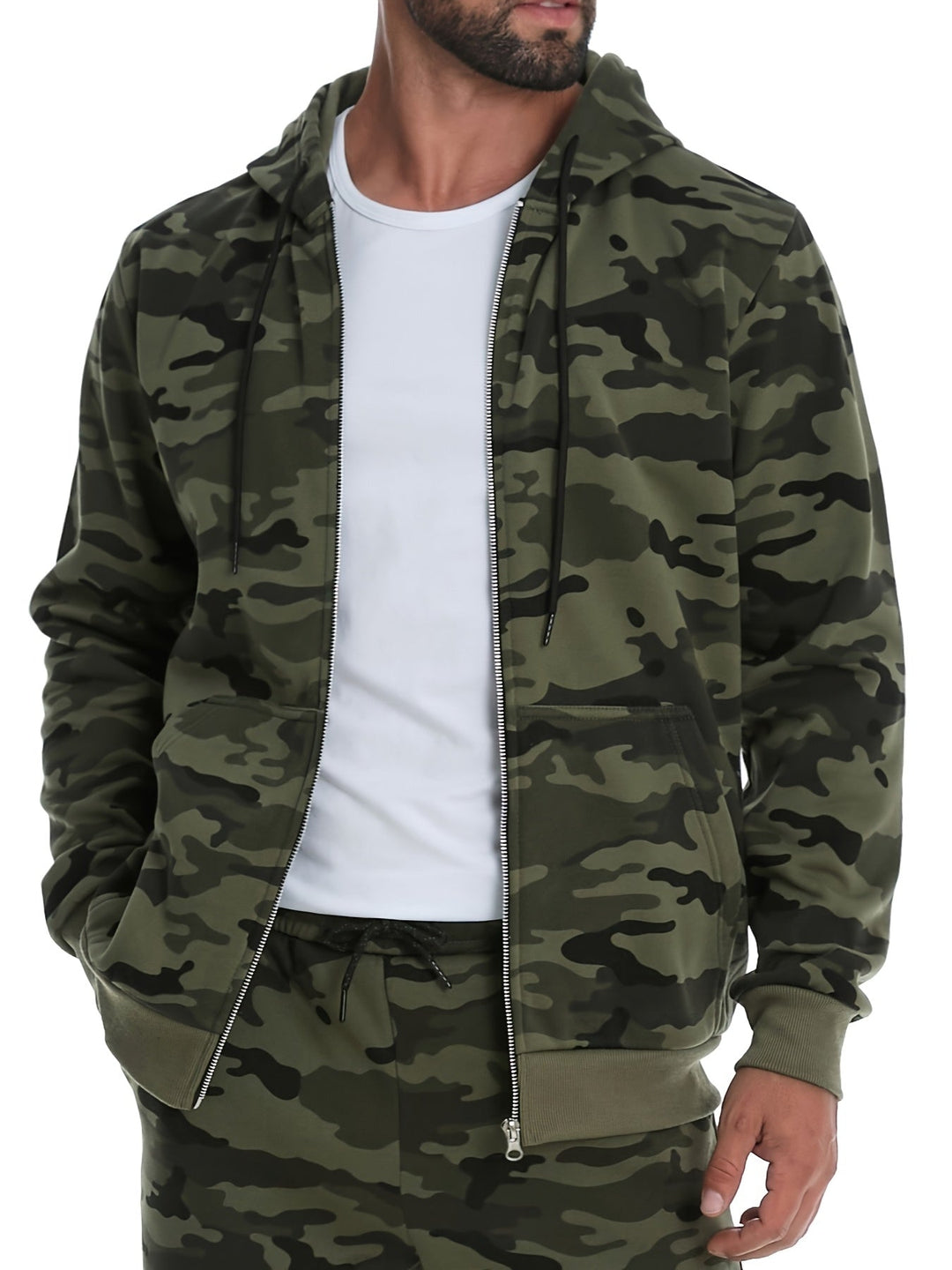 Men's Camouflage Pattern Zip-Up Hoodie