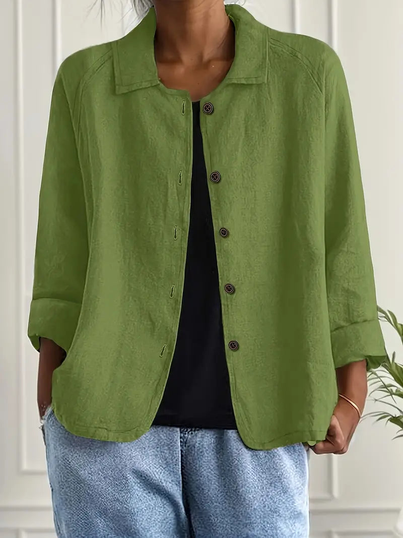 Blazer leve casual com botões para mulher
