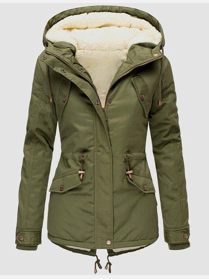 Damparkas med huva och fleecefoder