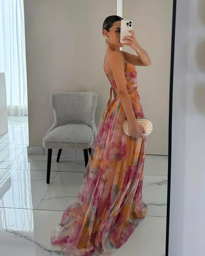 Robe Longue Femme Superposée Sans Manches