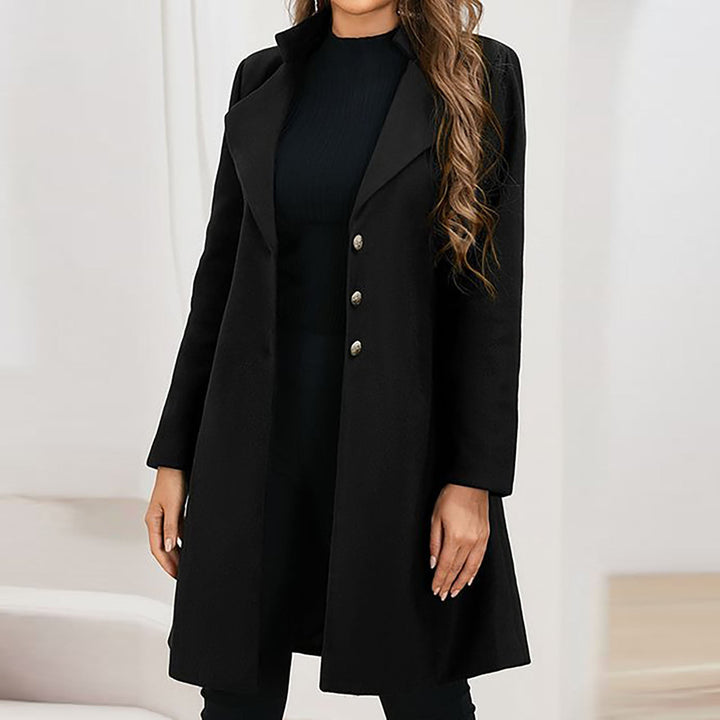 Manteau Élégant Pour Femme en Mélange de Laine à Double Boutonnage