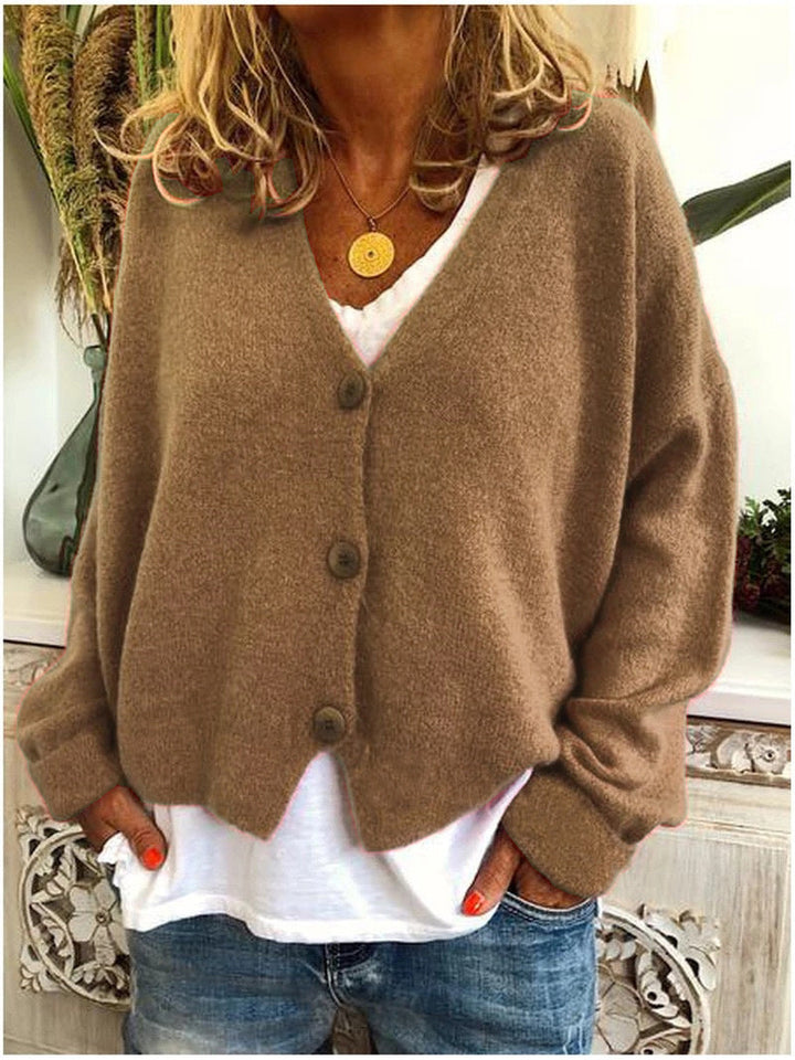 Women's Relaxed-Fit V-Neck Button-Down Cardigan