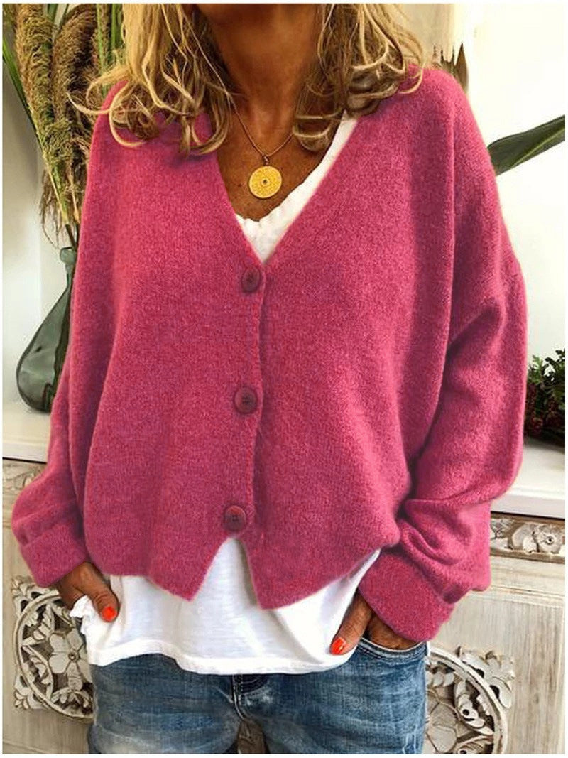 Women's Relaxed-Fit V-Neck Button-Down Cardigan
