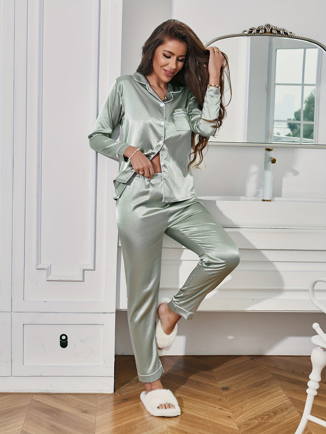 Ensemble Pyjama Chemise Boutonnée Femme