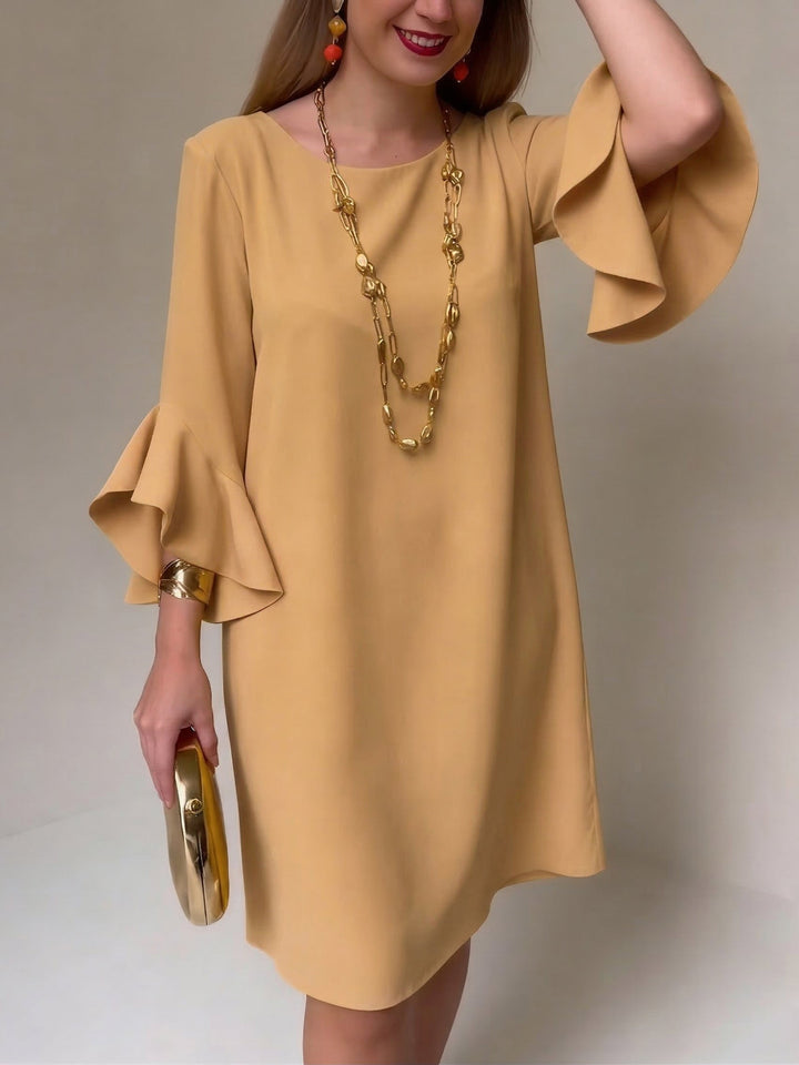 Women's Flowing Dress with Flared Sleeves