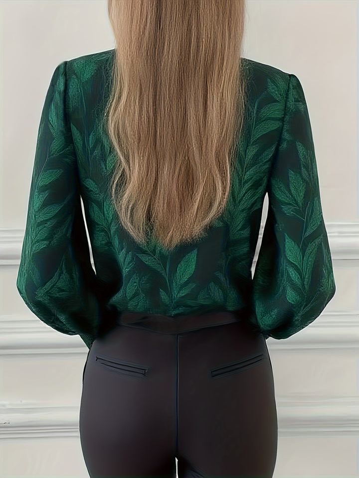 Blusa de mulher com decote em V e mangas balão